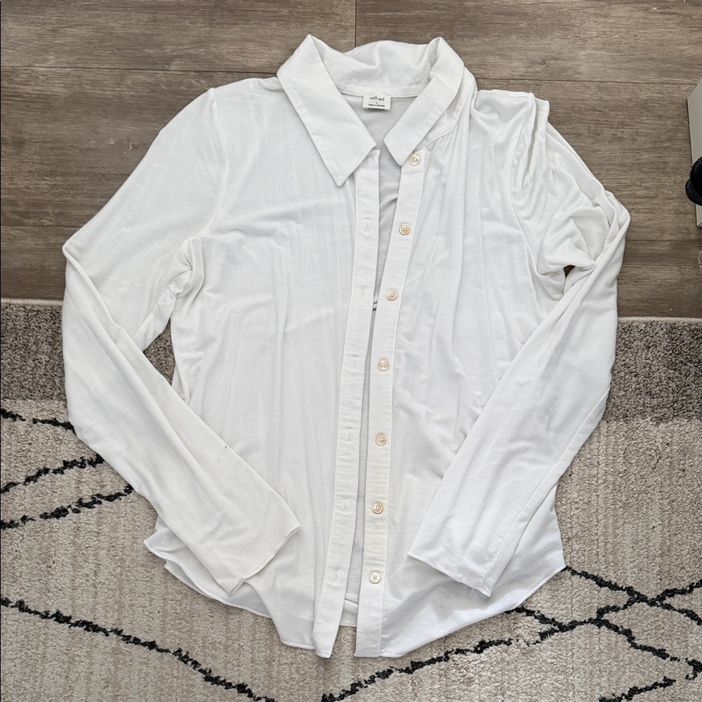 Women’s  White Button-Up Long Sleeve Shirt